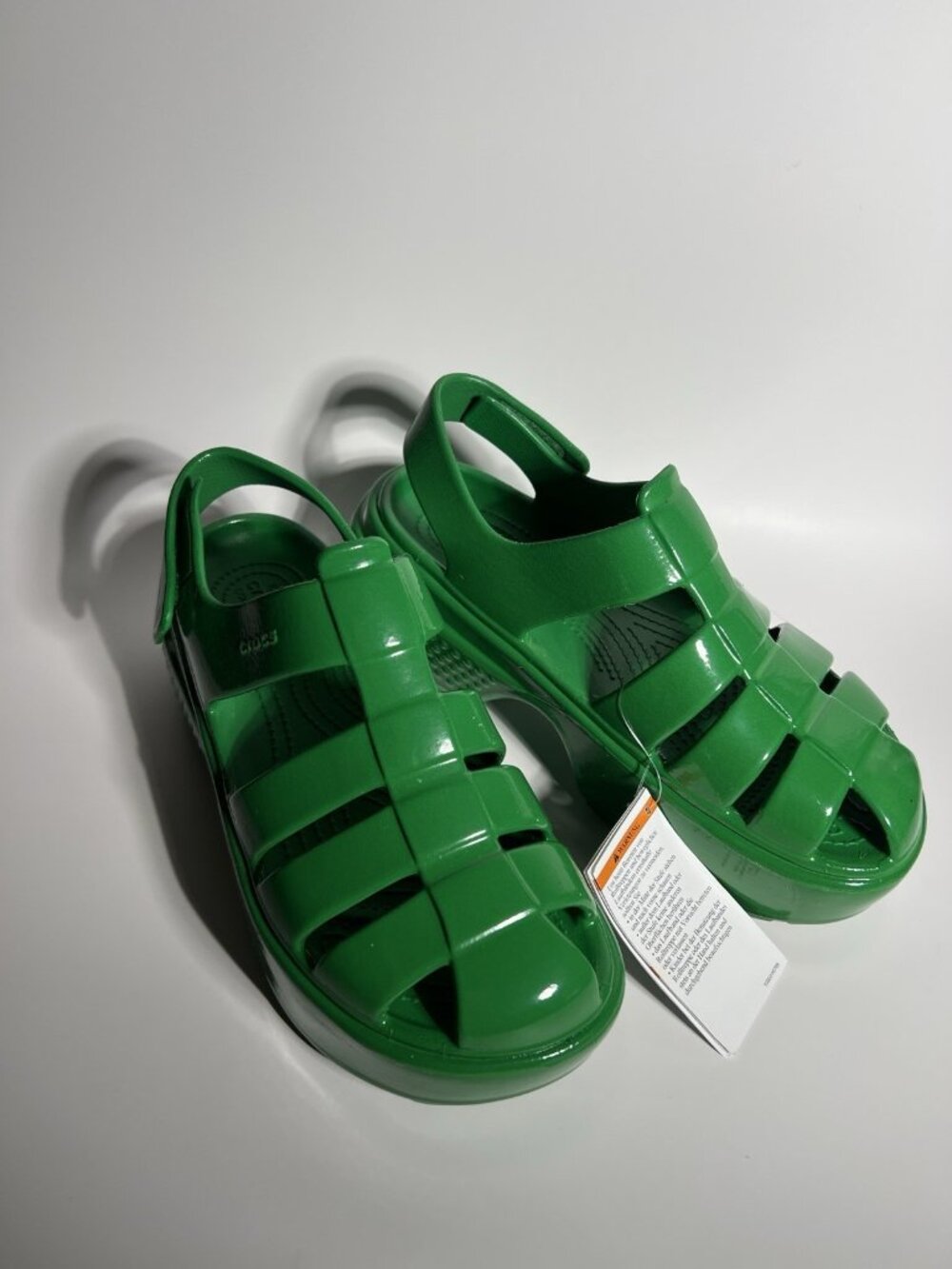 Crocs Stomp High Shine Fisherman Sandals Glossy Green Women’s 8 Men’s 6 New